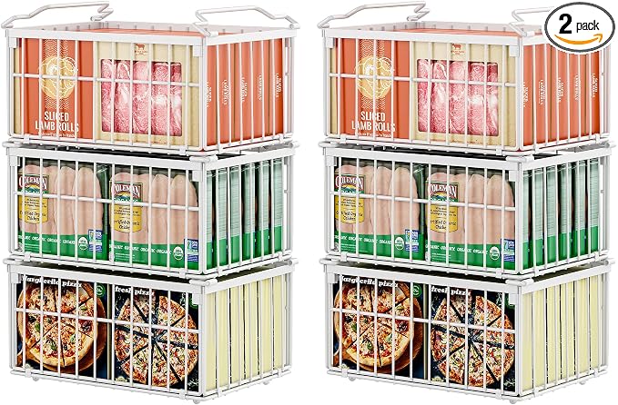 Freezer Organizer Bins, Enlarged Stackable Deep Chest Freezer Organizer Bins by MSERCUOR