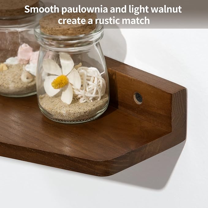 SUMGAR Floating Nightstand Wall Mounted, 13 inch Wood Floating Shelves Bedside - Image 3