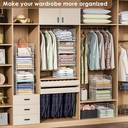 4-Tier Stackable Closet Organizers and Storage Baskets, Closet Shelf Organizer - Image 8