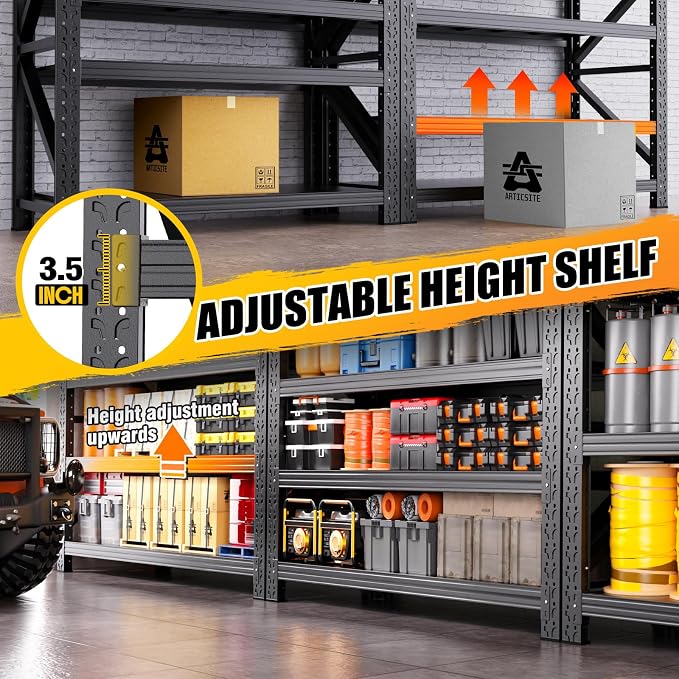3 Set 6000LBS Heavy Duty Storage Shelves, Rust Proof Large Metal Storage Rack - Image 5