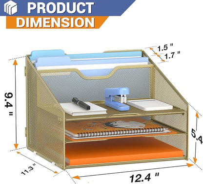 Letter Tray Organizer, Mesh Desk File Organizer - Image 2
