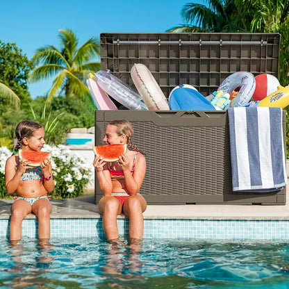 Greesum 100 Gallon Resin Deck Box Large Outdoor Storage - Image 2