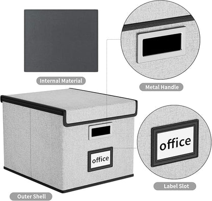 File Organizer Box with Lids, Collapsible File Folder Organizer | File Box with - Image 4