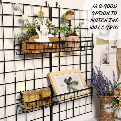 Blulu 4 Pcs 15.75 x 3.94 x 1.97 Inch Metal Grid Wall Baskets - Image 4