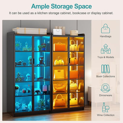 Lvifur 5 Tier Display Cabinet for Living Room, LED Bookcase - Image 7