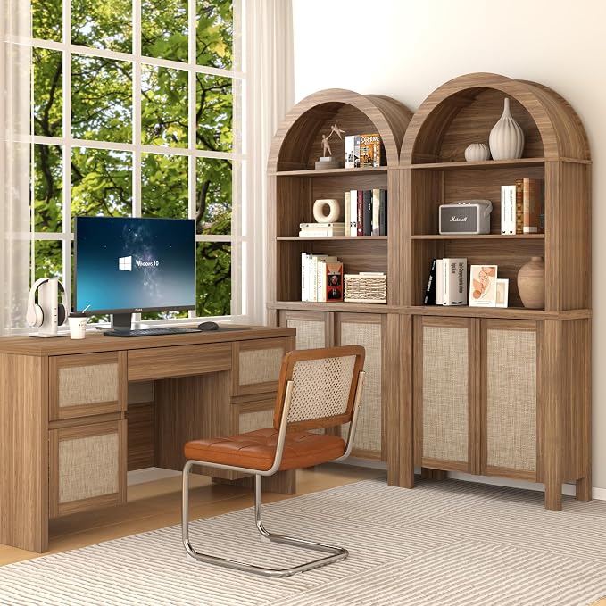 Yechen Arched Bookcase, 70.5" Tall Bookcase - Image 7