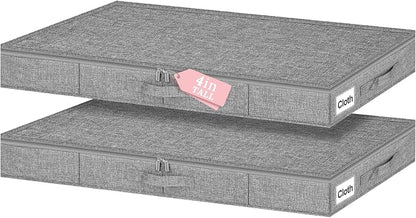 4-Inch Tall Under Bed Storage Container, Low Profile Underbed Storage Bin by Boailydi
