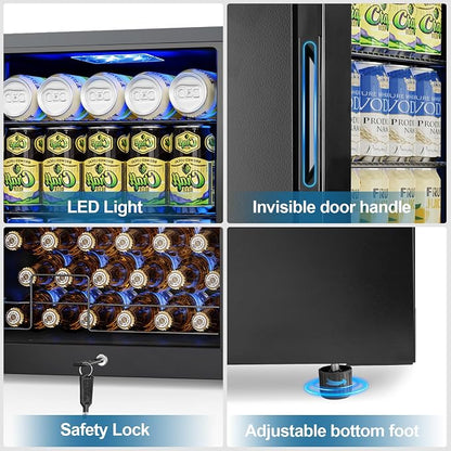 Mini Fridge 3.2 Cu.Ft Small Beverage Refrigerator 126 Can Lockable Drink Cooler - Image 4