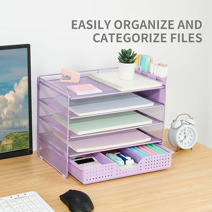 LEKETREE Desk Organizers and Accessories, 5-Tier Paper Letter Tray Organizer - Image 5