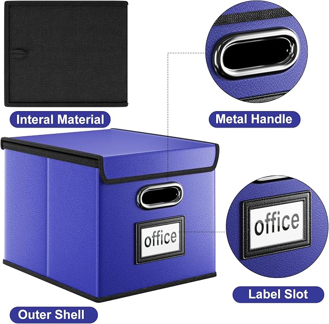 File Organizer Box with Lids, Collapsible File Folder Organizer | File Box with - Image 3