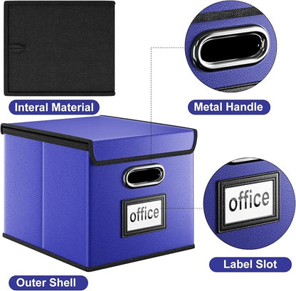 File Organizer Box with Lids, Collapsible File Folder Organizer | File Box with - Image 3
