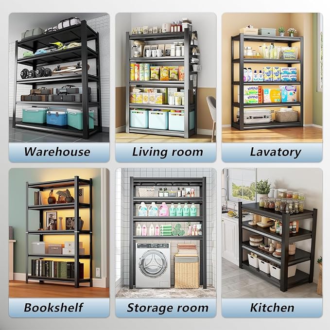 Metal Kitchen Shelf, Heavy Duty 5 Tier Adjustable Storage Shelf, 3000 lb. Load - Image 9