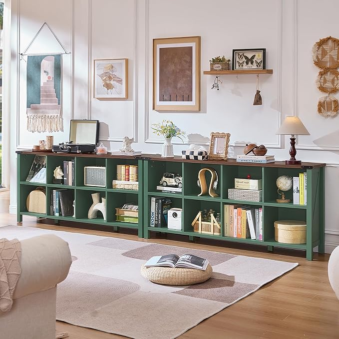 Joaxswe 8 Cube Storage Organizer, Farmhouse Green 62 Inch Wide Horizontal - Image 6