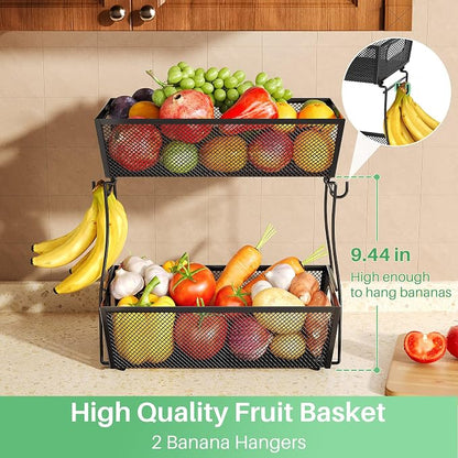 SNTD 2 Tier Mesh Fruit Basket for Kitchen Counter - Image 5