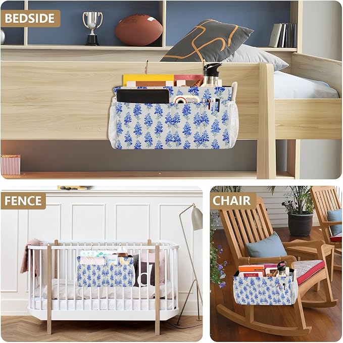 Watercolor Bluebonnets Bedside Caddy - Image 8