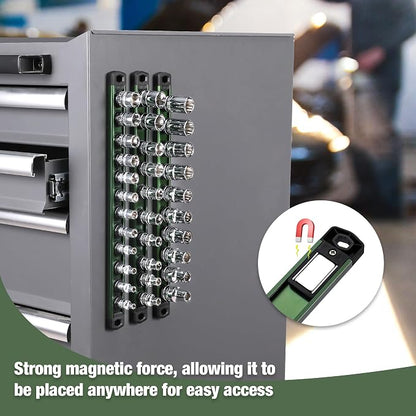 WORKPRO Magnetic Socket Organizer, 1/2-Inch Drive Aluminum Alloy Socket Rail - Image 3