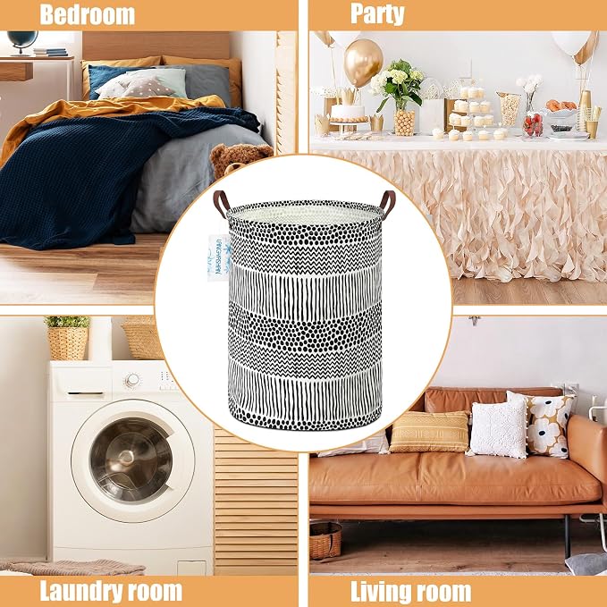 LANGYASHAN Laundry Basket Canvas Fabric Collapsible Organizer Basket - Image 3