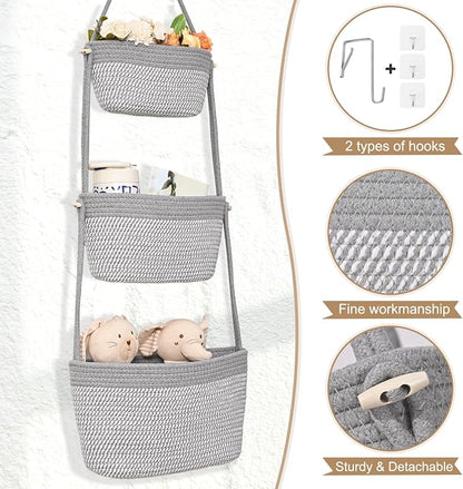 Hanging Basket, 3-Tier Woven Wall Basket - Image 6