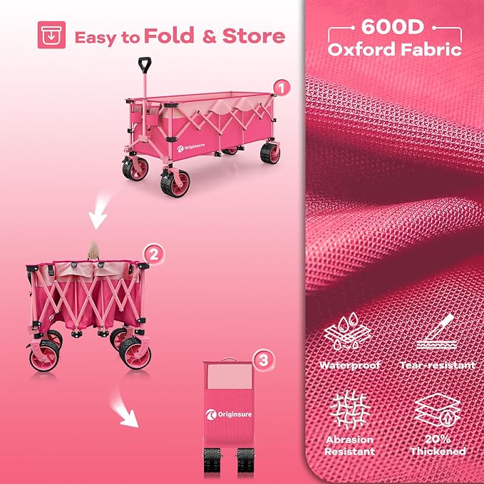 48" L Collapsible Beach Wagon Cart Foldable, 560LB Weight Capacity 300L Heavy - Image 9