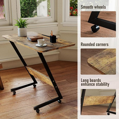 Overbed Bedside Table with Wheels, Small Desk Portable Rolling, Overbed Table - Image 5