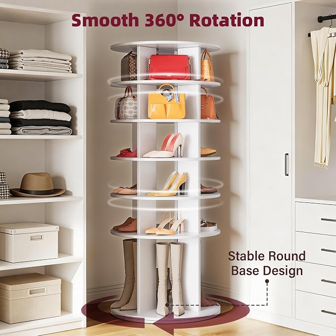 JUMMICO Rotating Shoe Rack Tower, 6-Tier Vertical Closet Storage Organizer - Image 3