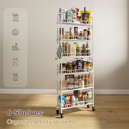 6 Tier Slim Rolling Storage Cart - Image 6