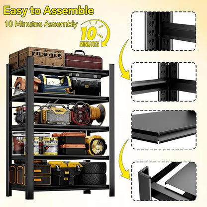 CJF Adjustable Garage Storage Shelves, 5-Tier Garage Shelving Heavy Duty - Image 5