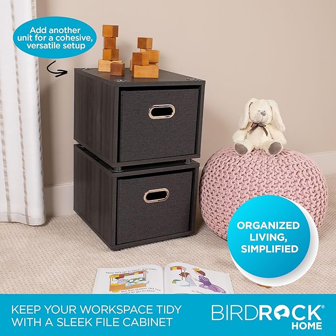 BIRDROCK HOME Rolling File Cabinet – Decorative Storage Shelf w/Removable Bins - Image 4
