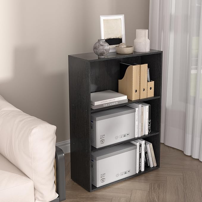 Wooden 3 Cube Storage Organizer, 3 Tier Low Bookcase Storage Display Organizer - Image 6