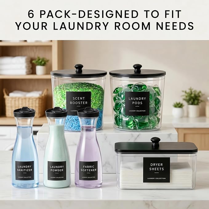 6 Pack Laundry Pods Containers & Dryer Sheet Holder & Laundry Detergent - Image 4