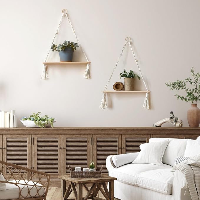 Artilady 2 Pack Wooden Wall Hanging Shelves - Image 5