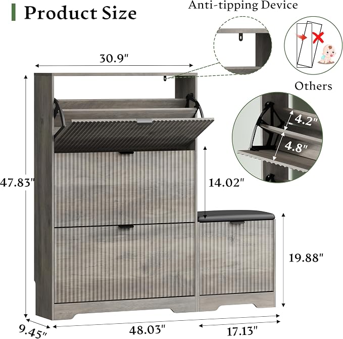 Xixini Shoe Storage Cabinet for Entryway - Image 2