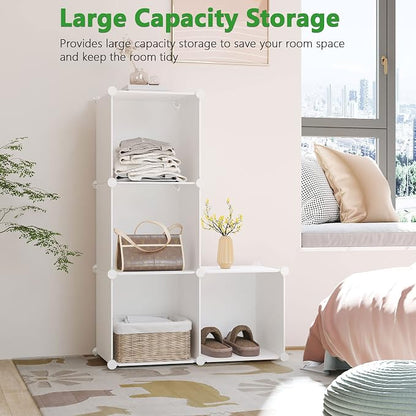 C&AHOME Plastic Cube Storage Organizer, 4-Cube Shelves Units, Milky | DIY - Image 4