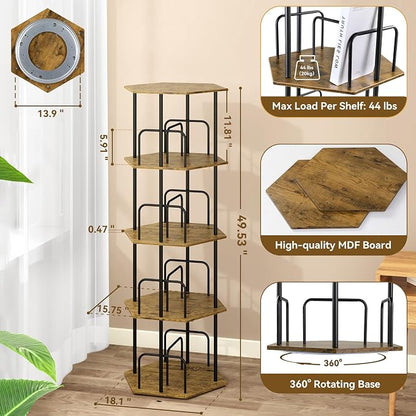 SUNMORY 4 Tier Rotating Bookshelf Tower, Revolving 360 ° Spinning Bookcase | - Image 2