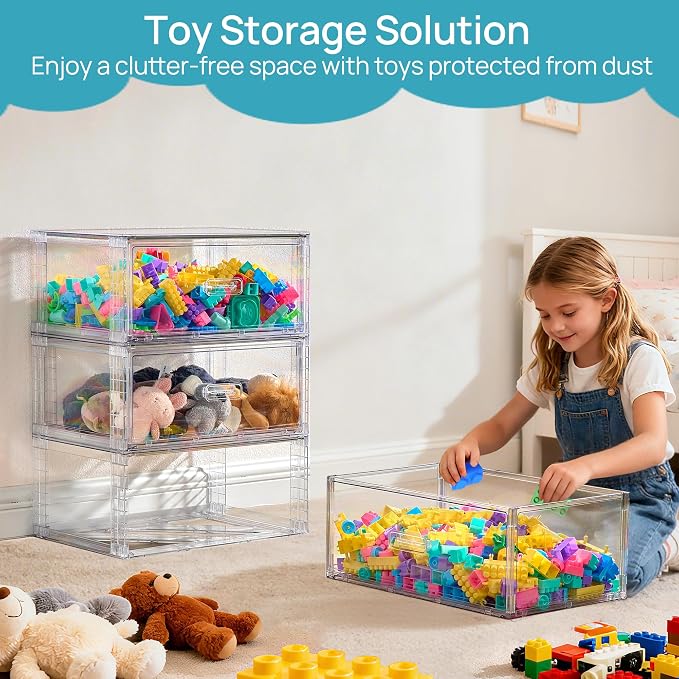 Vtopmart 6 Pack Large Clear Stackable Storage Drawers 23QT, Easily Assemble - Image 2