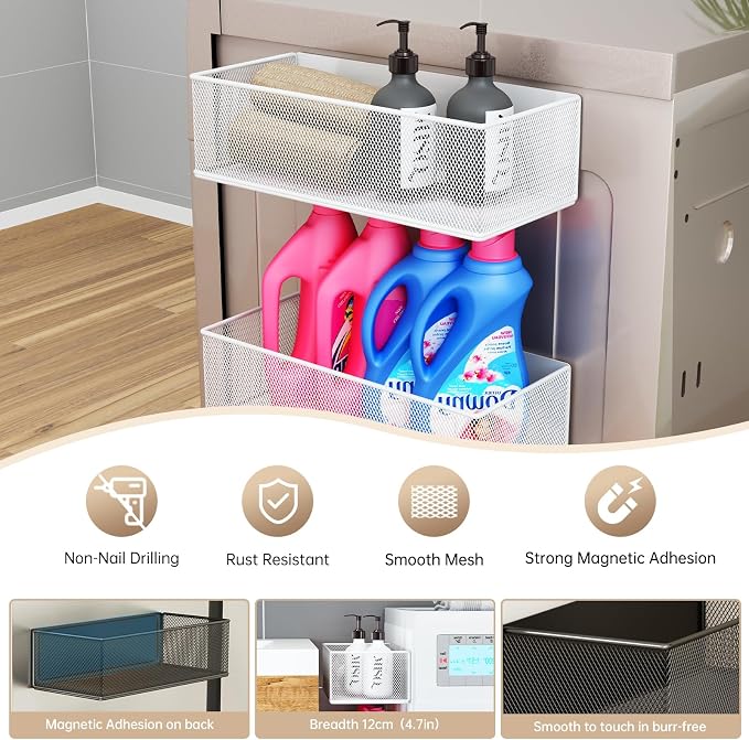 Magnetic Shelf for Washing Machine, Washer Dryer Shelf, Magnetic Lint Bin for - Image 3