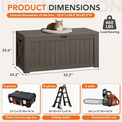 130 Gallon Deck Box Outdoor Indoor Waterproof Storage Box - Image 8