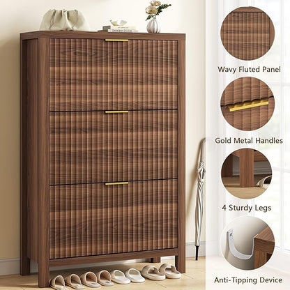 32" Fluted Shoe Cabinet Storage - Image 6