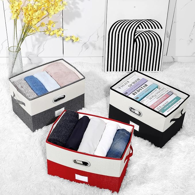 Large Linen Fabric Foldable Storage Bins - Image 3