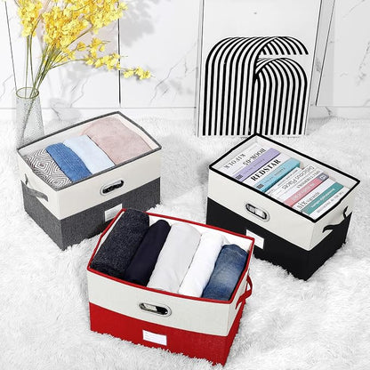 Large Linen Fabric Foldable Storage Bins - Image 3
