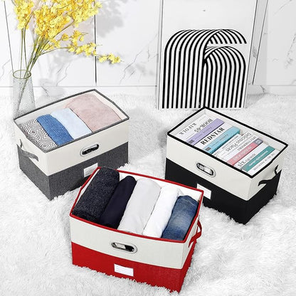 Large Linen Fabric Foldable Storage Bins - Image 2
