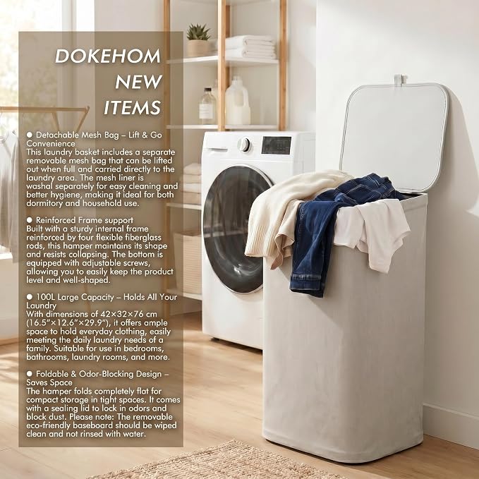 DOKEHOM 100L Laundry Hamper - Image 2