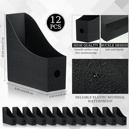 Geyee 12 Pack Plastic Magazine File Holder, File Boxes, Desk Organizer - Image 2
