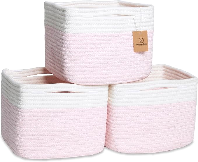 NaturalCozy Storage Cubes 9”x9”x7”Cotton Rope Woven Baskets by NaturalCozy