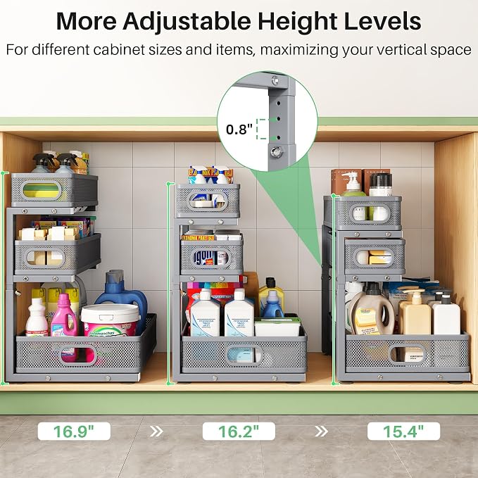 Kitstorack Under Sink Organizer, Slide out Storage Drawer Rack - Image 8
