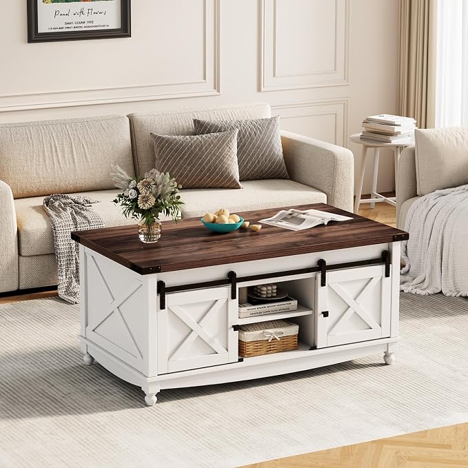 ALLSTAND 48" Farmhouse Lift Top Coffee Table - Image 7
