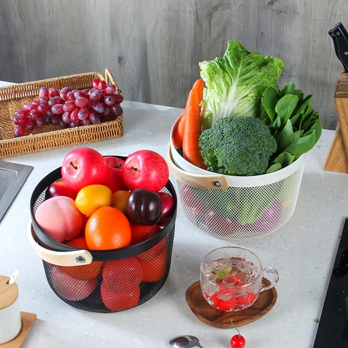 IBWell Bucket-Shape Metal Wire Woven Fruit Storage Bowl Basket - Image 4