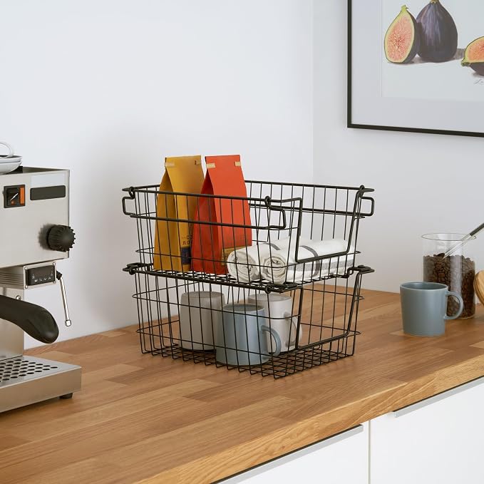 TRINITY 2-Pack Stackable Metal Wire Storage Baskets - Image 2