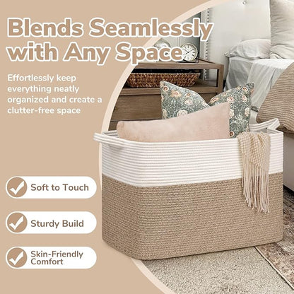 Goodpick Large Woven Blanket Basket 105L, Dirty Clothes, Extra Large Rectangle - Image 5
