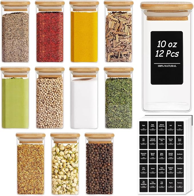 ComSaf 12Pcs Glass Spice Jars by ComSaf